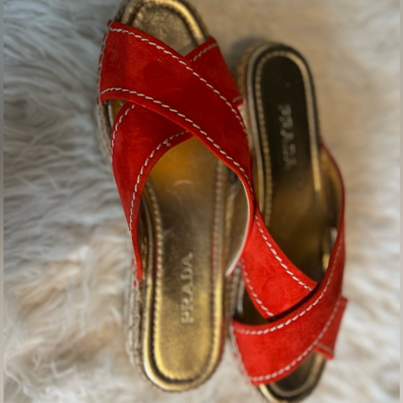 Prada Red Suede Espadrilles - Picture 6 of 7